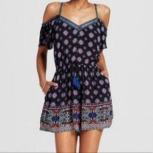 Floral cold shoulder shorts romper